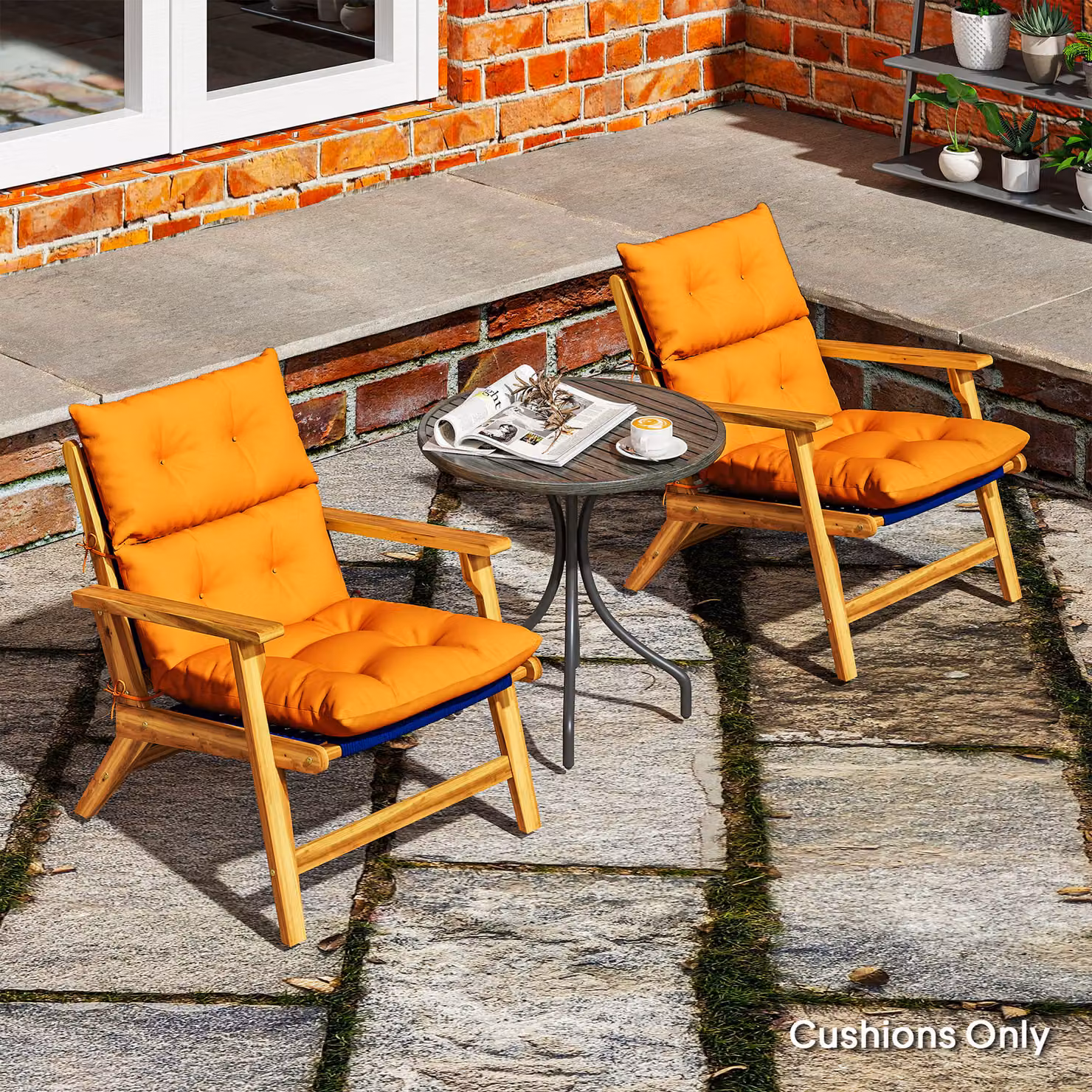 Outsunny Set of 2 Orange Breathable Polyester Rocking Chair Padded Seat Cushions – 6