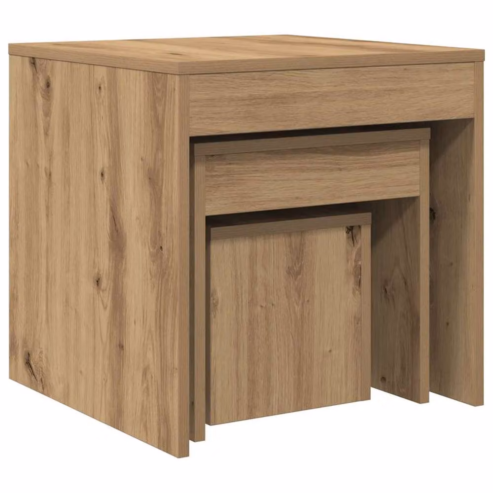 Berkfield Home Nesting Tables, 3 Piece Set in Brown Artisan Oak Engineered Wood – 3