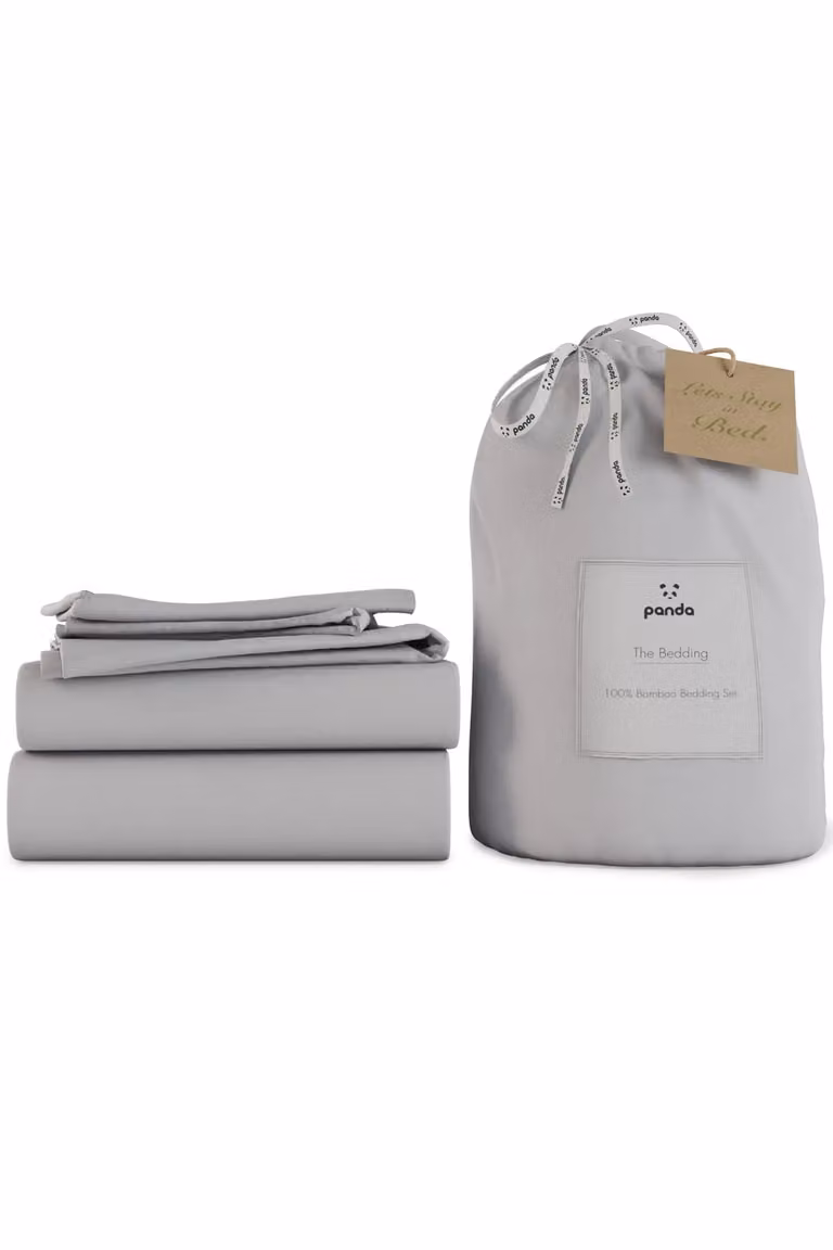Panda London Organic Bamboo Complete Bedding Set in Grey, Single (90 x 200 cm)