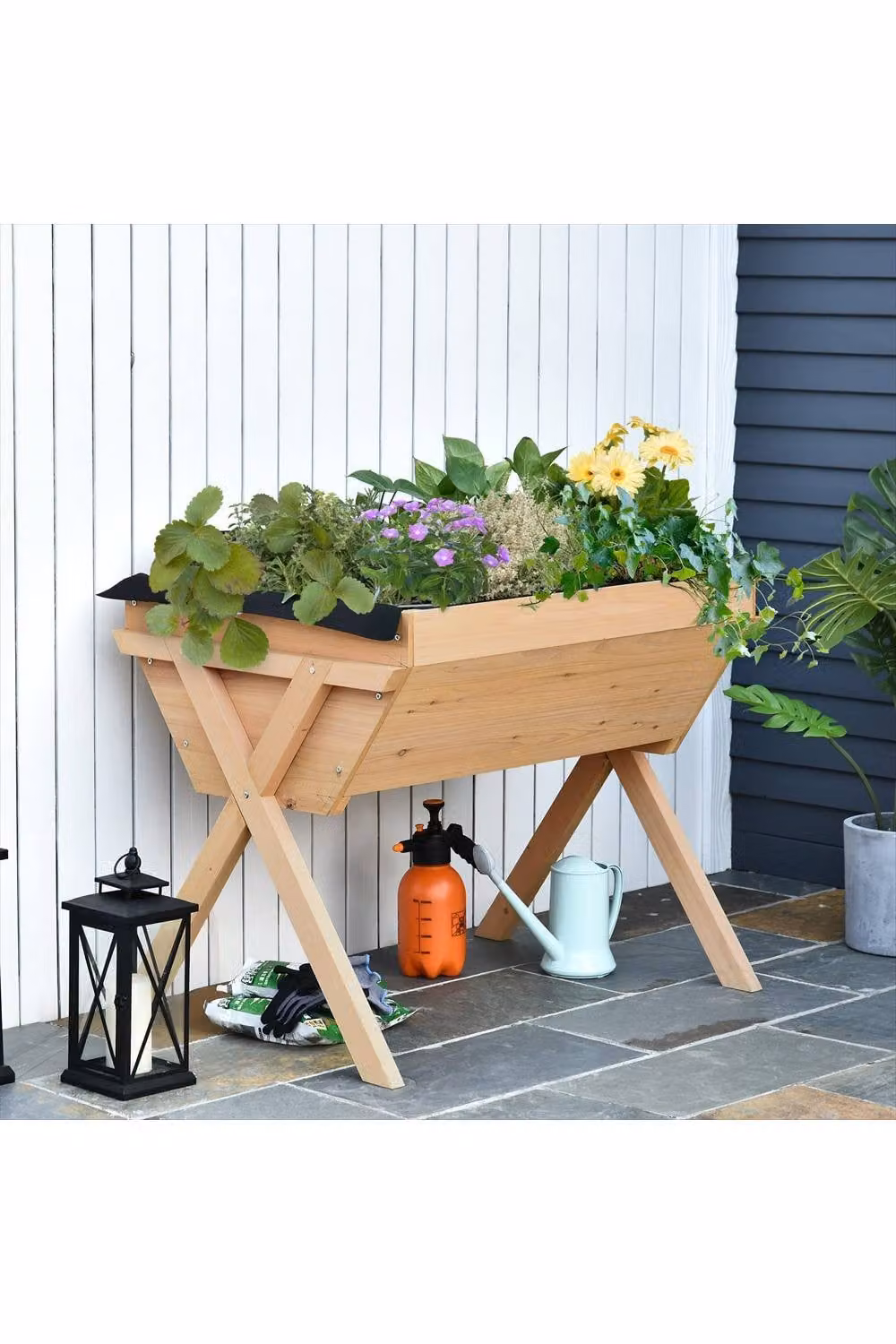 ERGOVEXA Wooden Raised Garden Bed with Bed Liner, Brown, W/D/H: 178 x 70 x 80 cm – 2