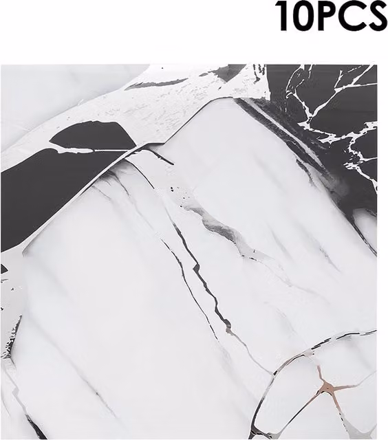 Lifeideas 10 Piece Self Adhesive Marble Effect Square Wall Tile Stickers in Multicolour and White