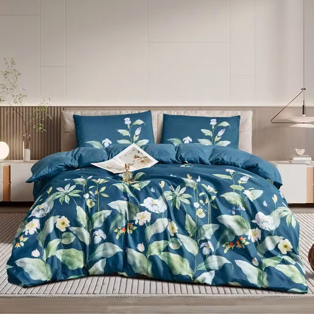 Zara Ezysleep Floral Printed Duvet Set with Pillowcase in Multicolour, Turquoise and Blue, 230 cm