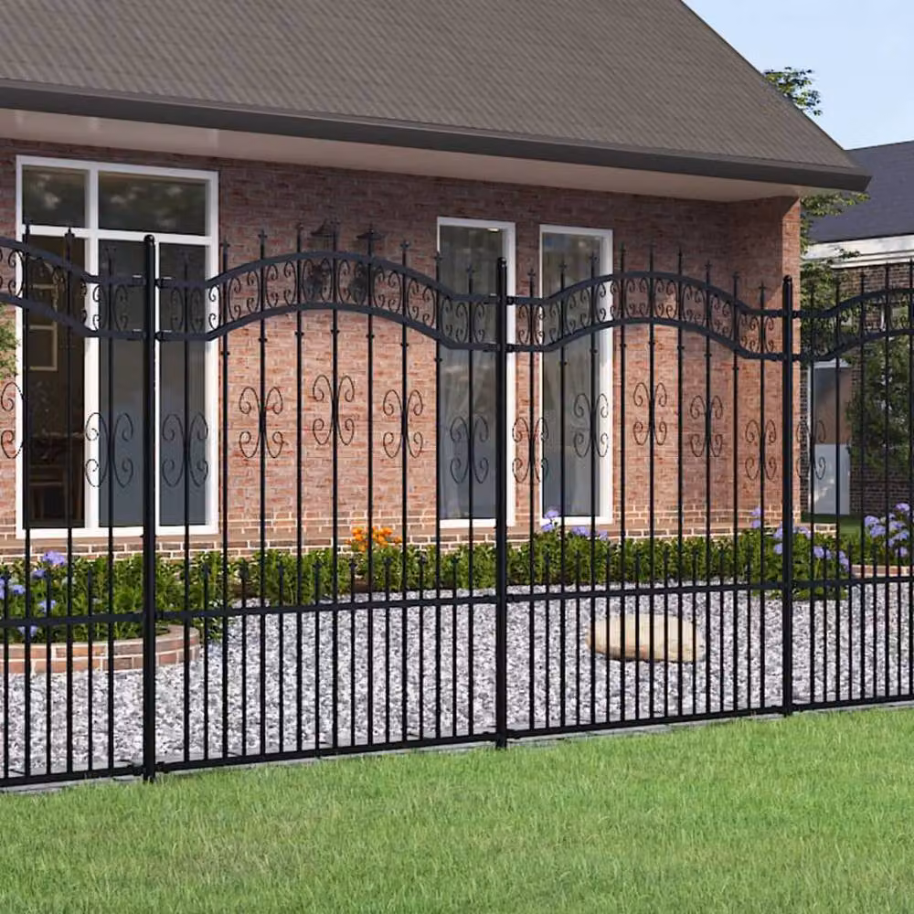 Berkfield Home Spear Top Garden Fence, Black Powder-coated Steel, Height: 190 cm – 2