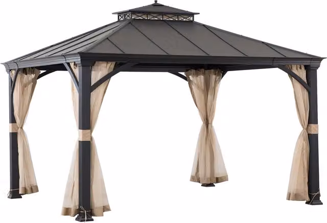 Sunjoy TORRE Modern Steel Gazebo in Sand and Black