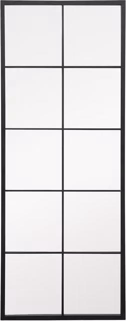 MirrorOutlet Genestra Garden Hanging Industrial Rectangular Mirror in Black Metal and Glass