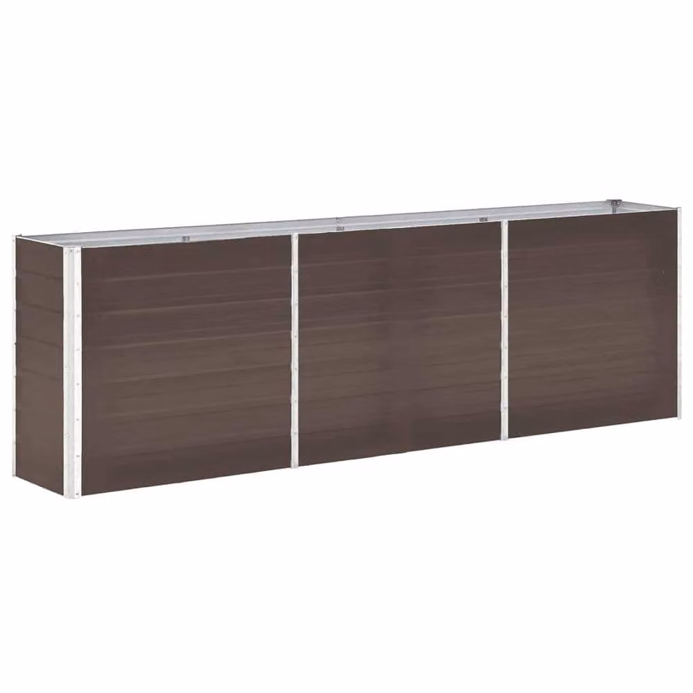 Berkfield Home Garden Galvanised Steel Raised Bed, Brown, W: 240 cm, D: 40 cm, H: 77 cm – 2