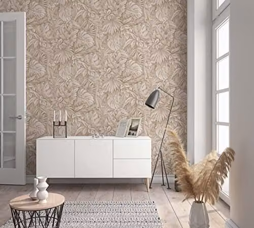 Marburg Botanica 33307 Non-Woven Floral Jungle Design Wallpaper in Beige and Brown
