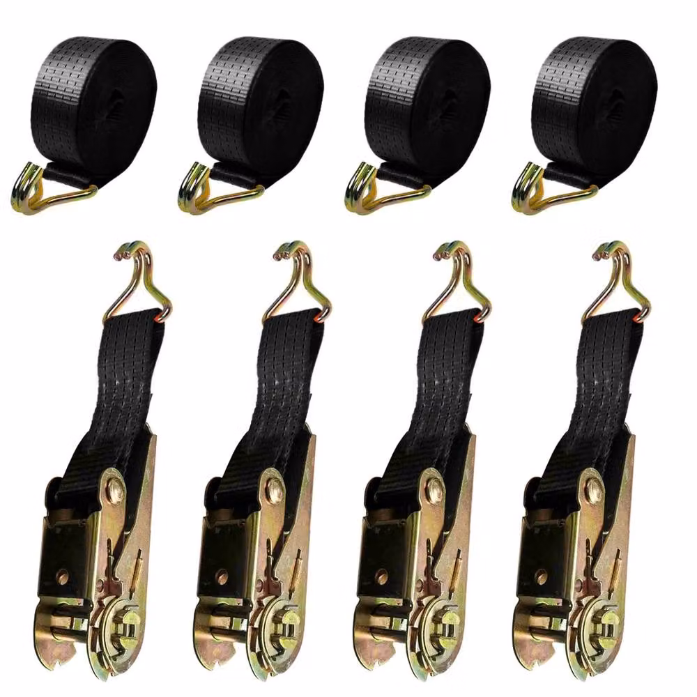 SPETLEK Black Ratchet Tie Down Straps, 4 Pack, 25 mm x 6 m, 3000 kg Capacity – 4