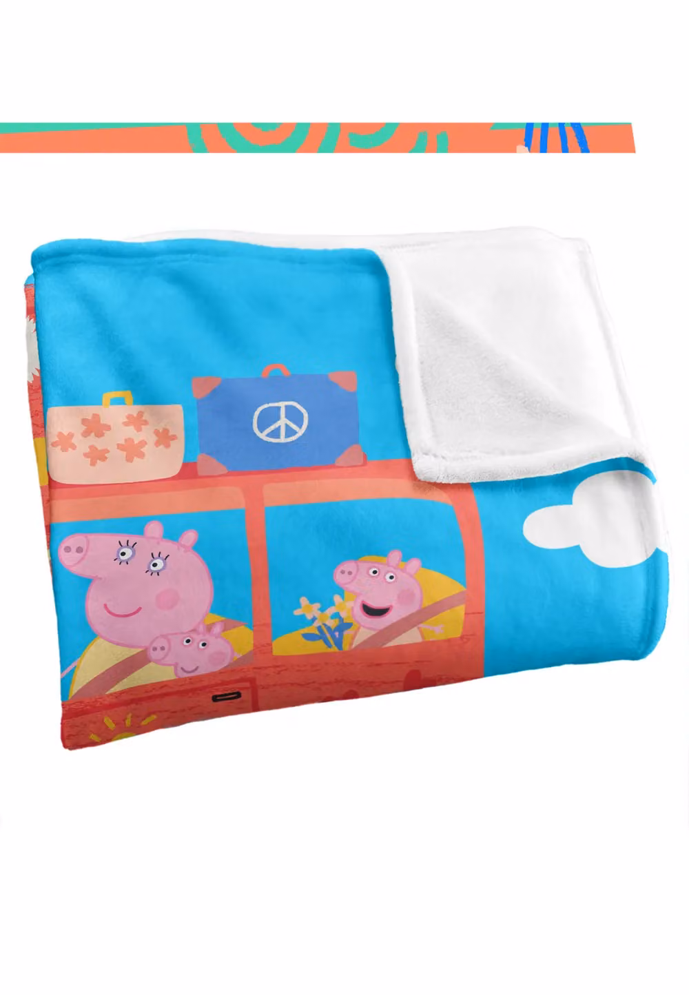 Hasbro Peppa Pig Kids Silky Touch Blanket in White and Multicolour, W: 152 cm, D: 127 cm – 2