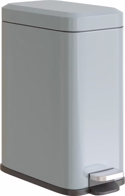 HOMCOM 5L Rectangular Compact Pedal Bin with Removable Bucket and Quiet-Close Lid, Grey Coated Steel – 1