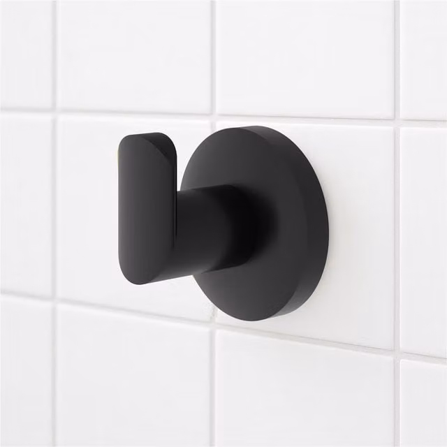 Nes Home Matte Black Round Metal Wall Mounted Robe Hook Set of 4