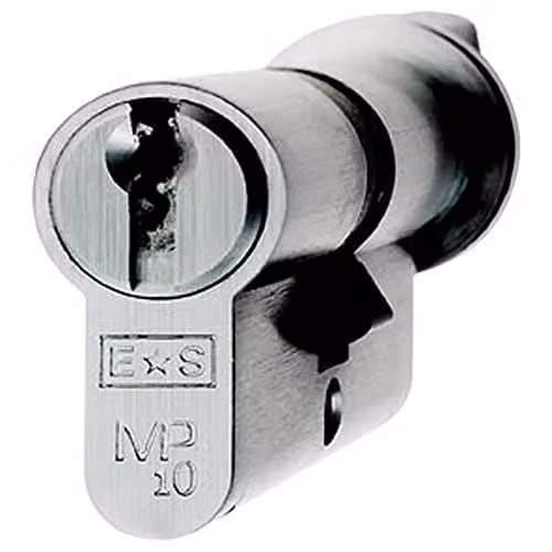 Loops 64mm Euro Cylinder and Thumbturn Lock with Knob, 10 Pin, Satin Chrome Silver – 1