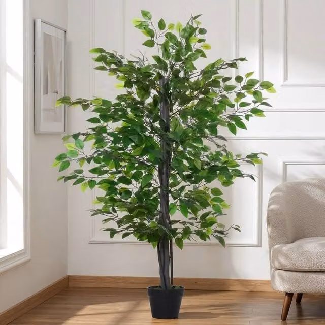 STILVORA Artificial Banyan Tree in Green with Concrete Pot, Height: 145 cm