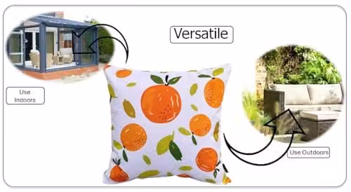 Olivia Rocco Summer Fruits Waterproof Reversible Cushion Covers, Multicolour, W/D/H: 43 x 43 x 43 cm – 3