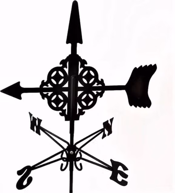 FenceArt Traditional Weathervane Arrow in Black Steel, W: 41 cm, D: 39 cm, H: 83 cm