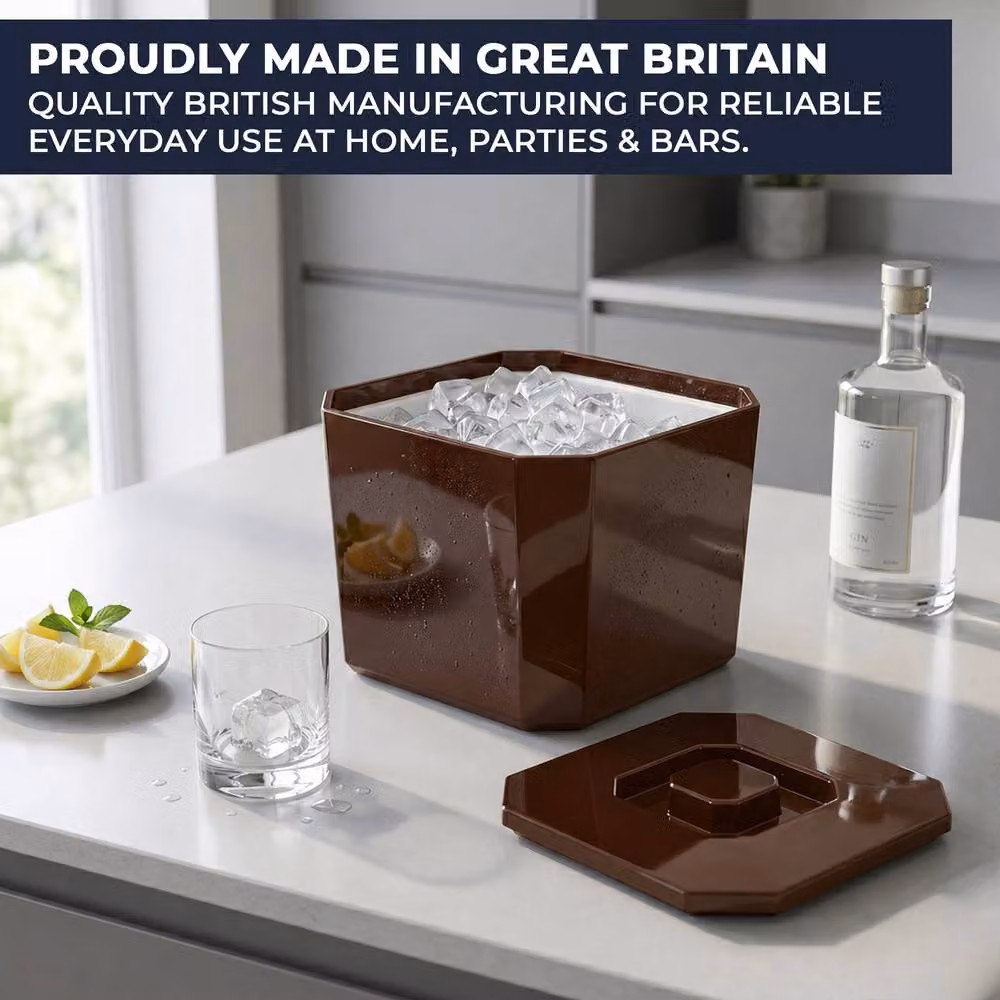 Chabrias Ltd Brown Octagonal Insulated Ice Bucket with Lid and Drainage Liner, 6 l – 2