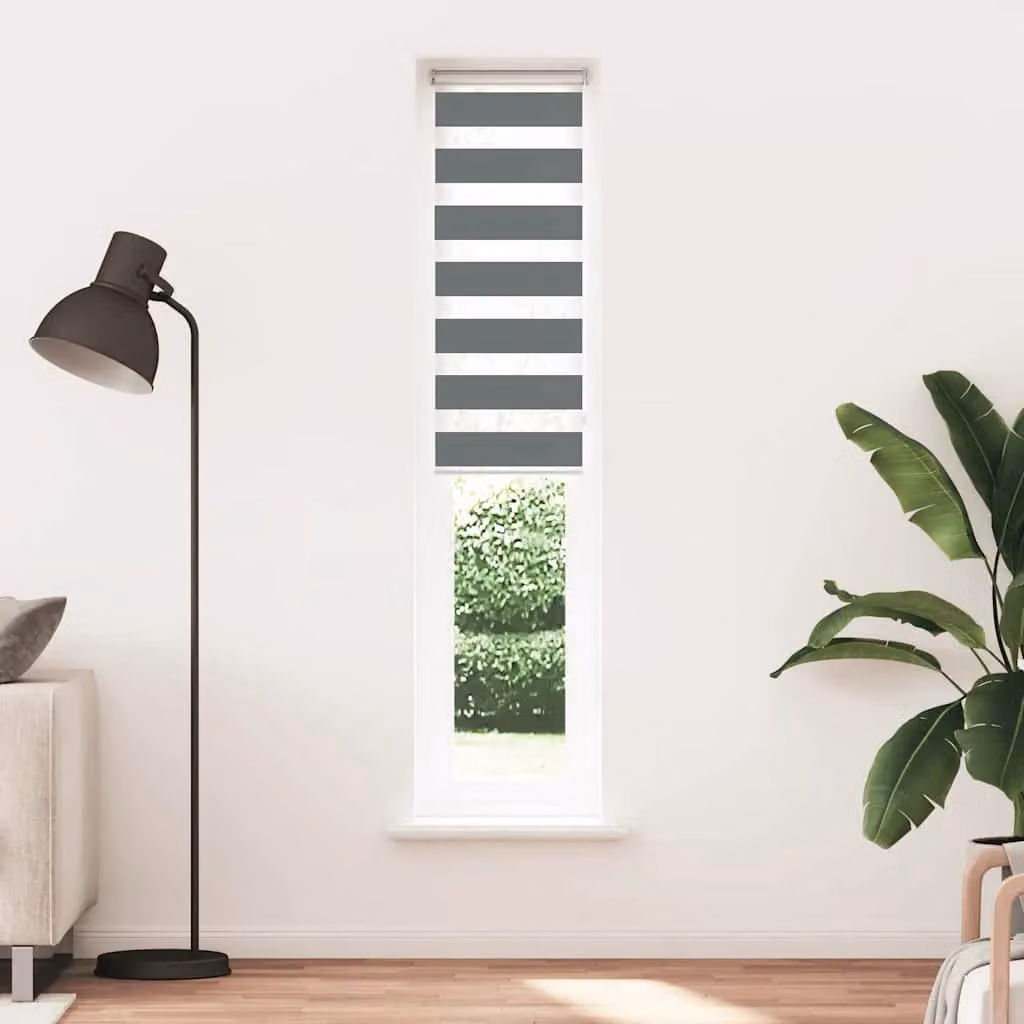 Berkfield Home Grey Polyester Zebra Day and Night Blind, W: 50 cm, H: 230 cm – 2