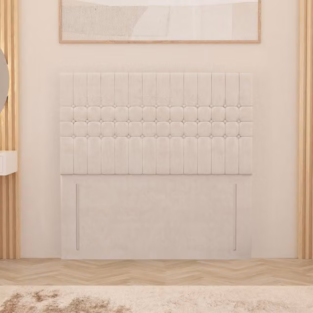 Somnior Beds Ltd Lexington Plush Velvet Superking Floor Standing Upholstered Headboard in White