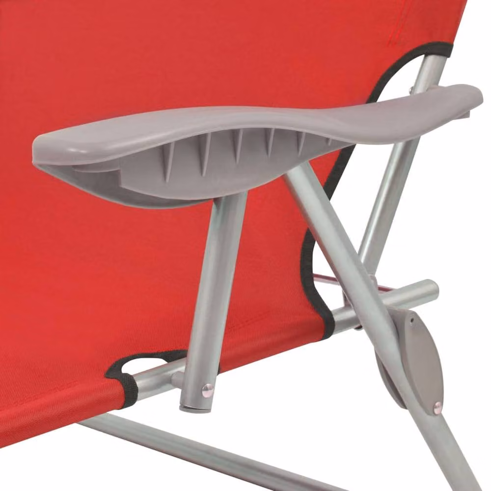 Berkfield Home Sun Lounger with Canopy and Adjustable Headrest in Red Powder Coated Steel – 2