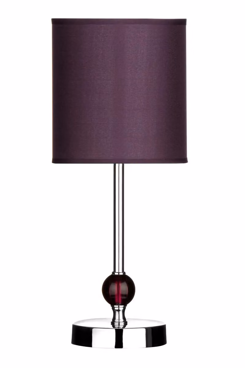 Orsina Modern Purple Acrylic Ball Table Lamp with Fabric Shade and Chrome Metal Base – 2