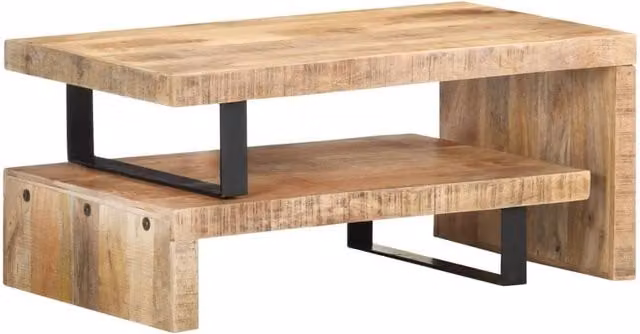 Berkfield Home 2 Piece Nested Coffee Table Set in Brown Solid Mango Wood