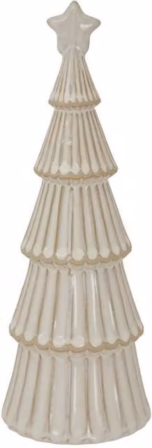 Lemon Pavilion Alora Snowy Layered Christmas Tree with Star in White, W/D/H: 11 x 11 x 33 cm