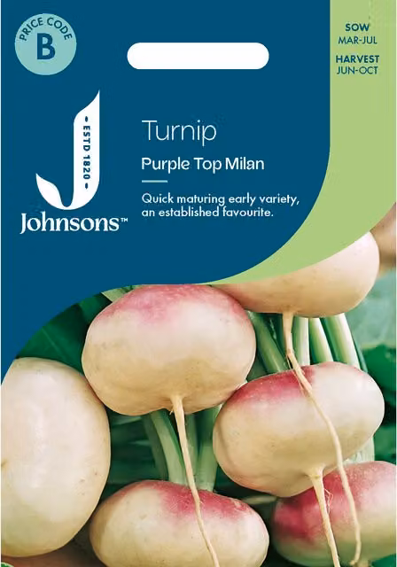 Johnsons Seeds Turnip Purple Top Milan Vegetable Seeds