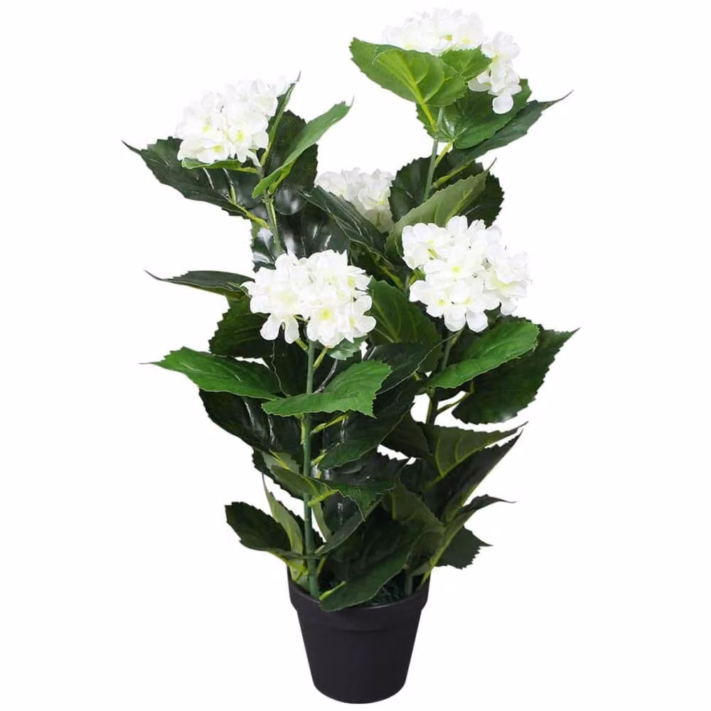 Berkfield Home Artificial White Hydrangea Plant in Pot, Height: 60 cm – 2