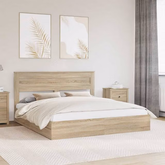Berkfield Home Sonoma Oak Storage Bed with Drawers in Brown, W/D/H: 180 x 200 cm