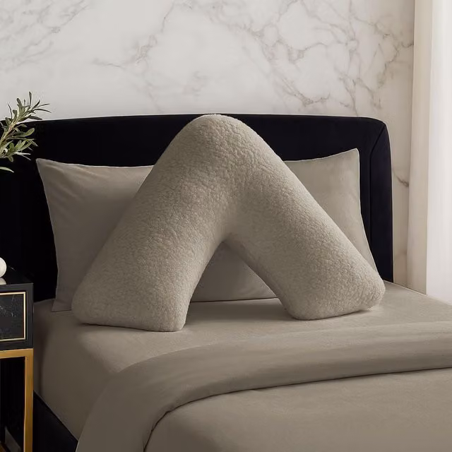 Home Sweet Home UK Teddy Fleece V Shaped Pillowcase in Beige