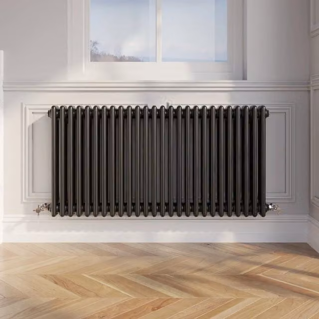 Temprazo Black Steel Wall Mounted Column Radiator