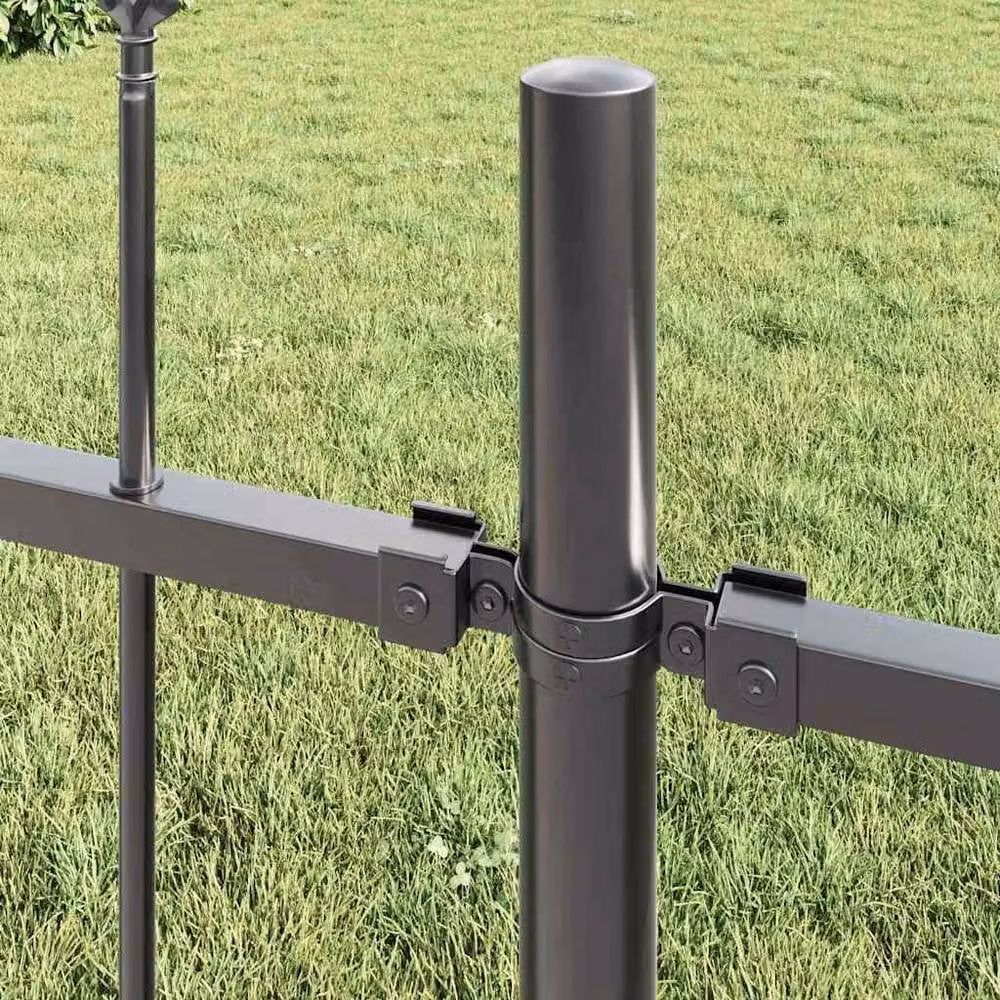 Berkfield Home Grey Steel Spear Top Garden Fence, W: 13.6 m, H: 1.2 m – 3