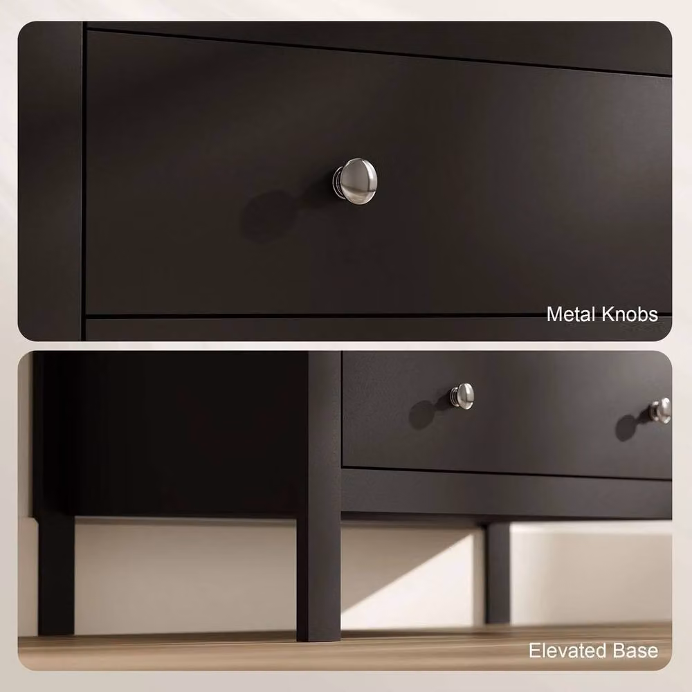 NESTLUNE Modern 5 Drawer Chest of Drawers in Black – 3