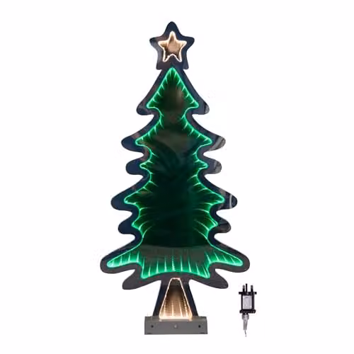 Samuel Alexander Green Standing LED Infinity Christmas Tree Decoration with Metal Base, H 60 x W 29 x D 12 cm – 4