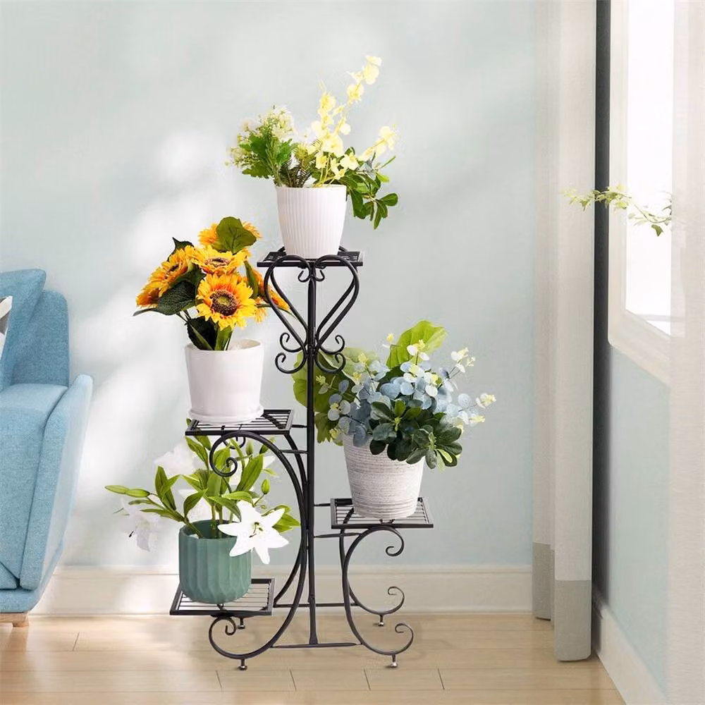 PAWNORA Black Metal Plant Stand for Indoor and Outdoor Use – 3