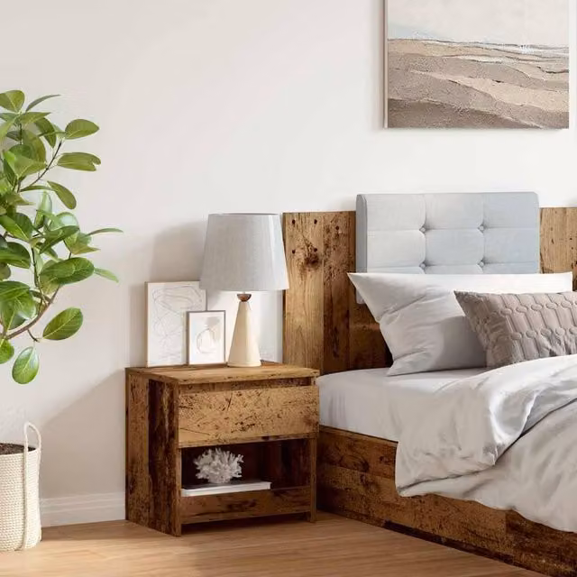 Berkfield Home Elegant Bedside Cabinet in Brown Old Wood, W/D/H: 40 x 30 x 39 cm – 1