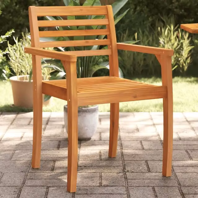 Berkfield Home Set of 4 Acacia Wood Garden Chairs in Brown, W/D/H: 59 x 55 x 85 cm – 1