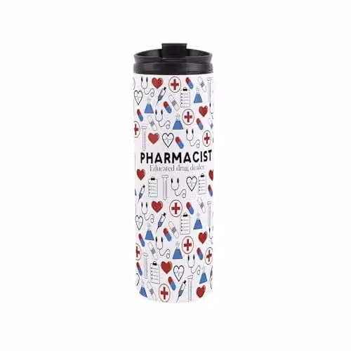 Purely Home Pharmacist Travel Mug, Multicoloured Stainless Steel Vacuum-Sealed Flask, 500ml – 1