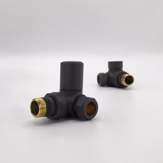 Lux Heat Anthracite Grey Round Manual Corner Valve Set