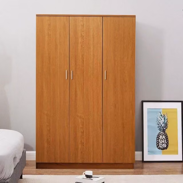 EONLION 3 Door Modern Wardrobe with Internal Shelves and Hanging Rail, Brown, H 180 cm x W 115.4 cm x D 50 cm