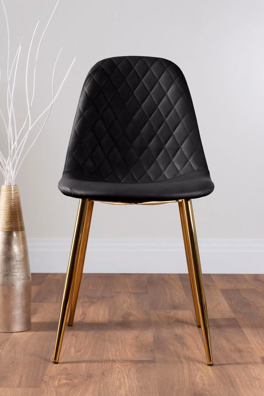FurnitureboxUK Novara Round Glass Dining Table with 4 Corona Gold Dining Chairs in Black and Gold – 4