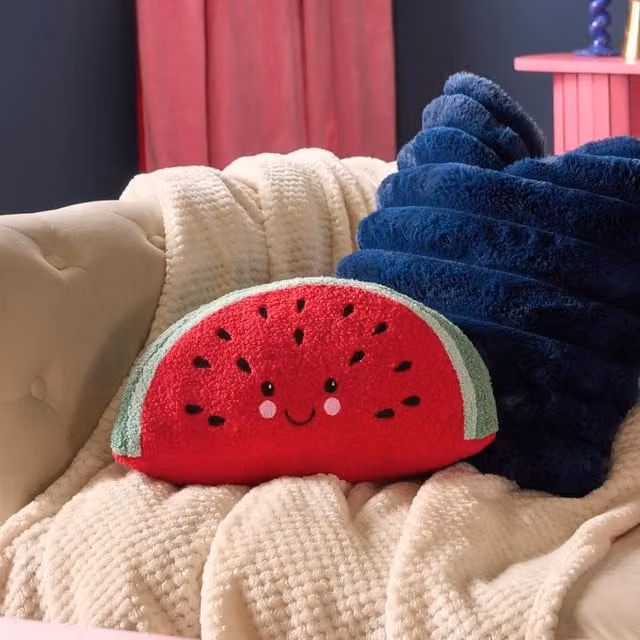 OHS Red and Multicolour Heart Shaped Boucle Decorative Scatter Cushion