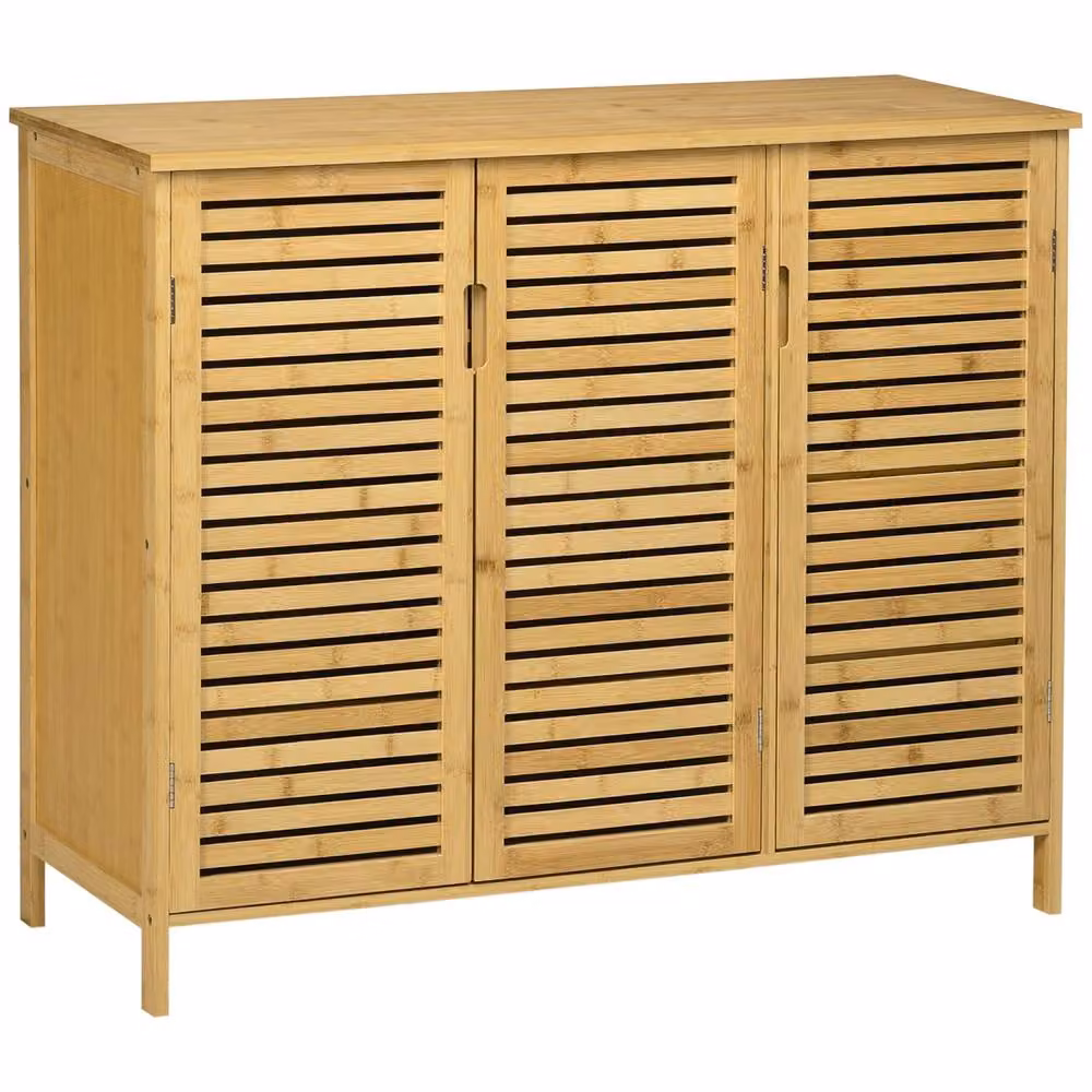 Wyld Haus Elfi Naba Natural Bamboo 3 Door Shoe Cabinet in Brown and Beige, W/D/H: 80 x 35 x 35 cm – 2