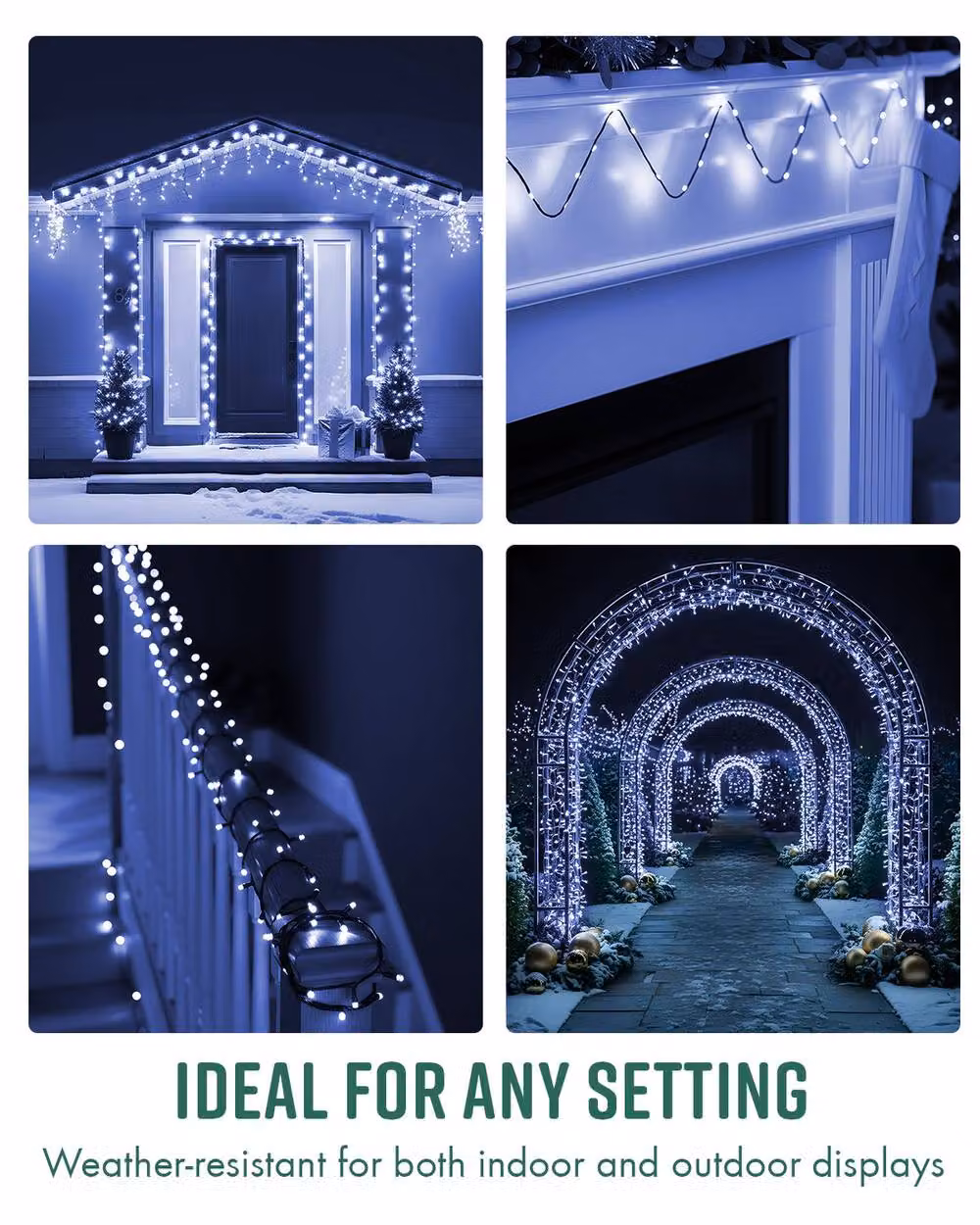 Globrite 500 LED Blue and White Fairy String Lights with Remote Control and Timer for Indoor and Outdoor Decoration – 4