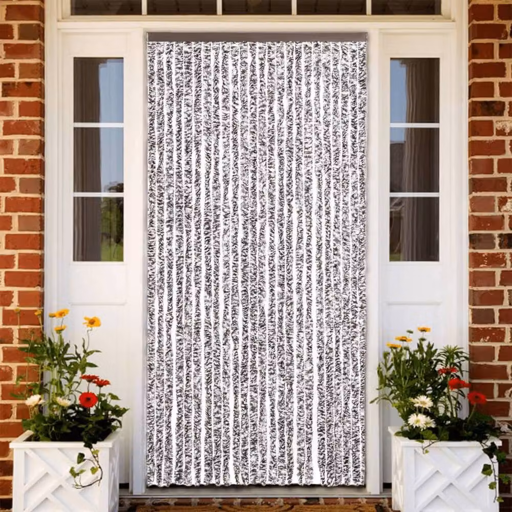 Berkfield Home Chenille Soft Fly Curtain in Brown and Beige, W: 100 cm, H: 200 cm – 2