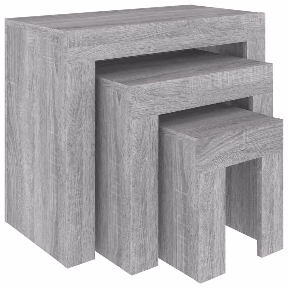 Berkfield Home Nesting Coffee Tables, 3 Piece Set in Grey Sonoma Engineered Wood – 3