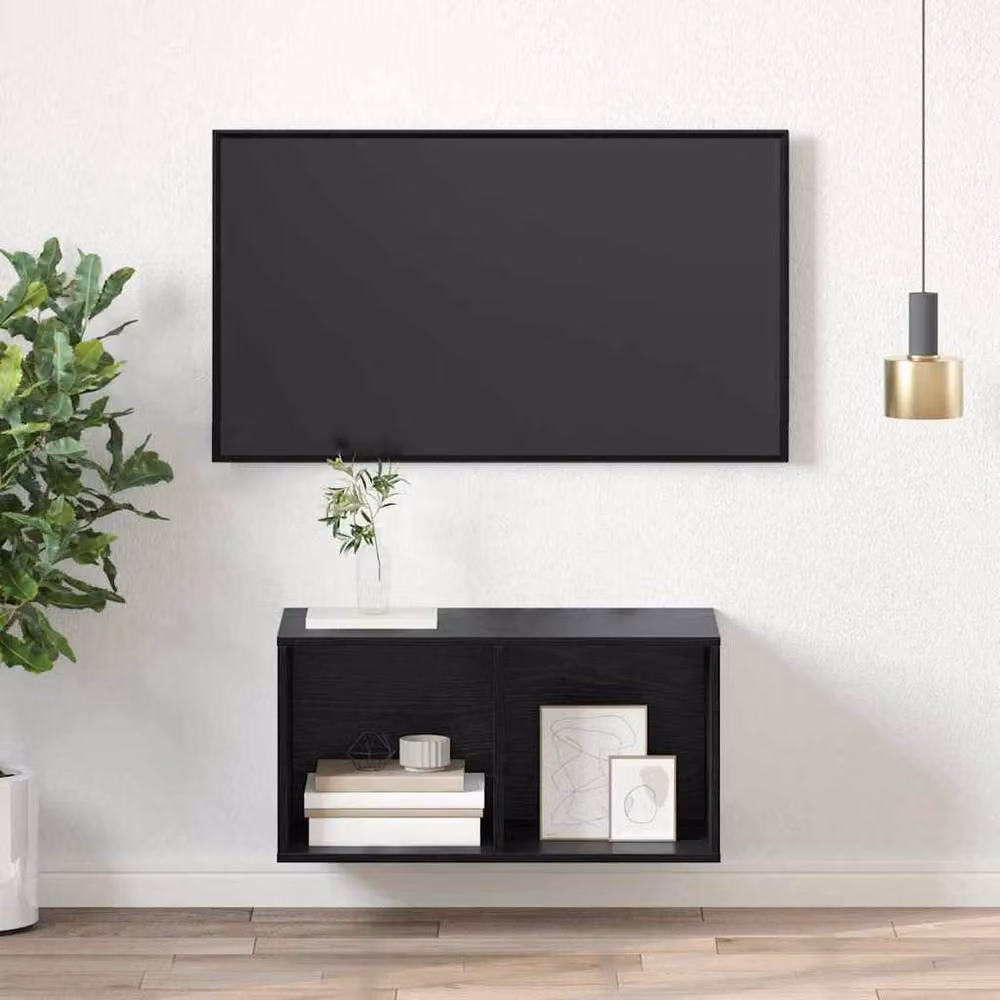 Berkfield Home Wall-Mounted TV Cabinet in Black Oak, W/D/H: 37 x 37 x 72 cm – 4