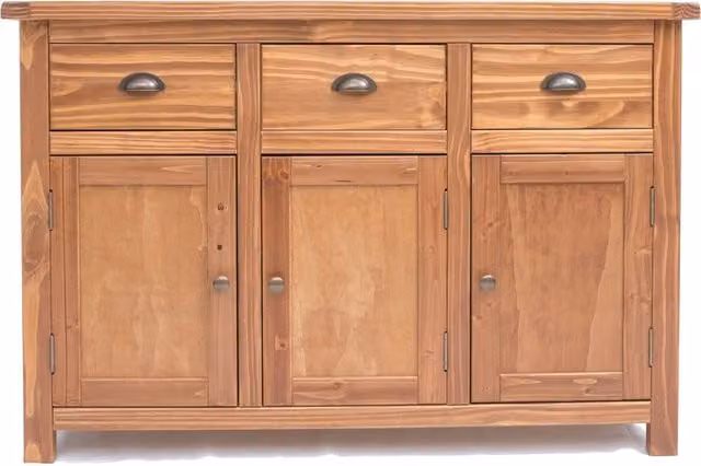 Cabinet Bits Padua Lacquered 3 Door 3 Drawer Sideboard with Brass Cup Handles in Brown – 1