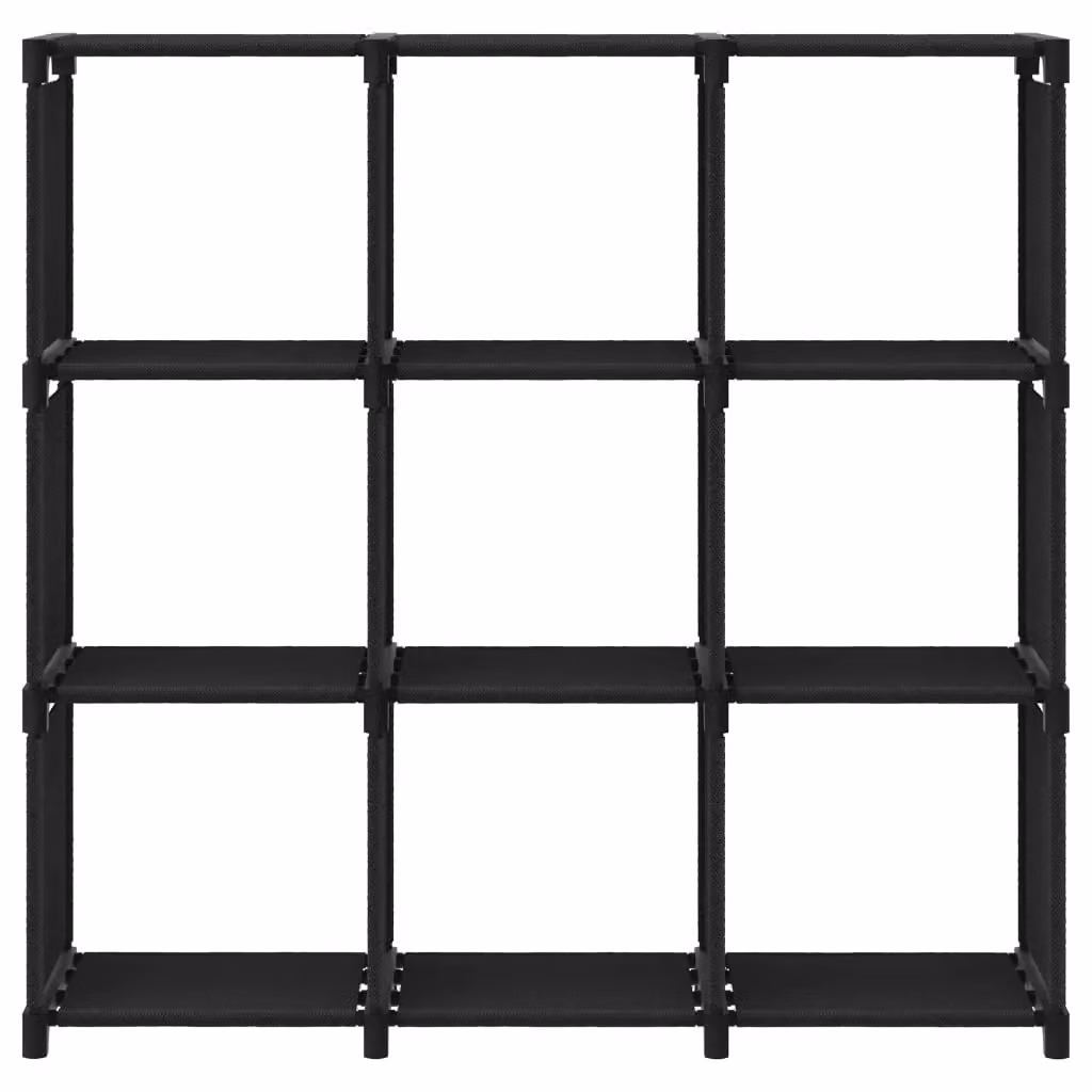 Berkfield Home 9-Cube Display Shelf in Black Fabric and Metal, W/D/H: 103 x 30 x 107.5 cm – 2