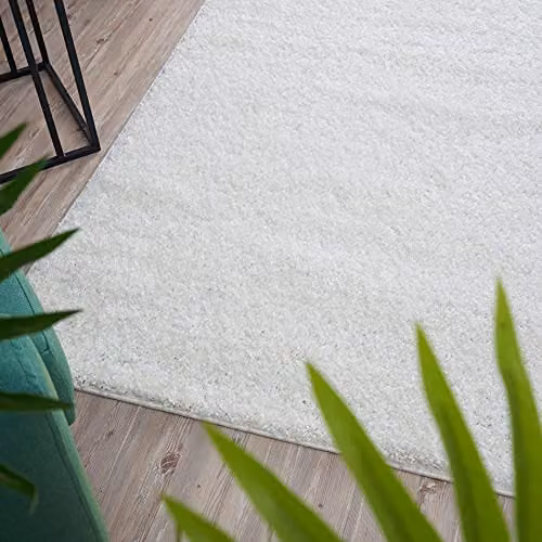 THE RUGS White Plain Shaggy High Pile Rug, W/D/H: 290 x 200 x 3 cm – 4